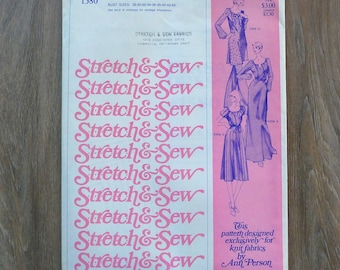 Vintage Stretch & Sew 1580 Sewing Pattern Loose Peasant Dress or Tunic 1970's UNCUT Miss Bust Sizes 28 to 44"