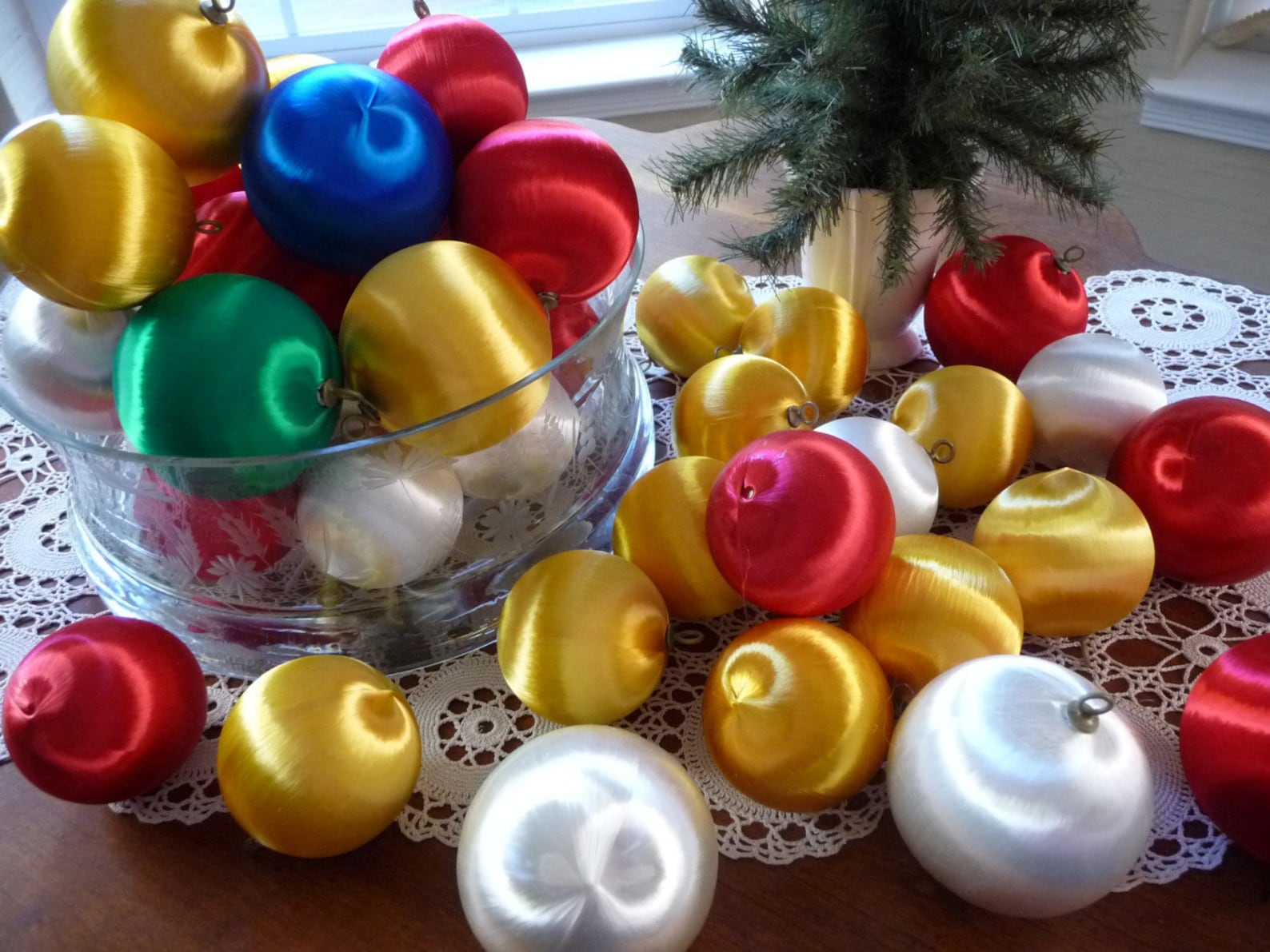 Vintage Christmas Satin Ball Styrofoam Ornaments LOT of 44 for Etsy
