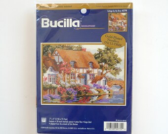 Bucilla Needlepoint "Cottage by the River" 7" x 5" NEW