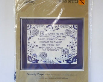Serenity Prayer Counted Cross Stitch Kit, Cobalt Blue, Something Special Candamar Designs NEW