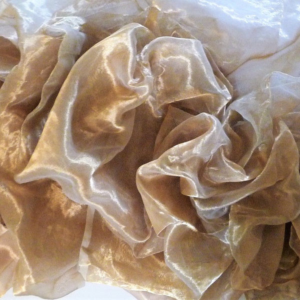Vintage Metallic Gold Organza Fabric 3 1/2 Yardas x 42" de Ancho, Decoración de Bodas o Hogar