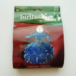 Holiday Time Safety Pin Birthstone Angel Kit, September Sapphire Blue NEW