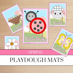 Spring Playdough Mats | Spring Playdoh Mat | Playdough Mats | Playdough Activities | Educational | Homeschool Material | Fine Motor Skills