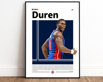 Jalen Duren Poster | Detroit Pistons | Pistons Poster | NBA Poster | Basketball Poster | Basketball Wall Art | Boys Decor | Sports | NBA