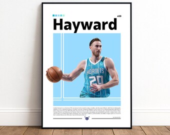 Gordon Hayward Poster | Charlotte Hornets | Hornets Poster | NBA Poster | Basketball Poster | Basketball Wall Art | Boys Decor | Sports NBA