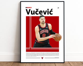 Nikola Vucevic Poster | Chicago Bulls | Bulls Poster | NBA Poster | Basketball Poster | Basketball Wall Art | Boys Decor | Sports | NBA