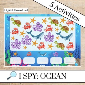 J&#39;espionne l&#39;activité de comptage des océans | Feuilles de calcul imprimables Ocean Water | École à la maison, Préscolaire, Préscolaire, Jardin d&#39;enfants Activités Océan