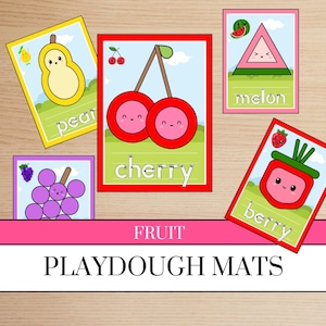 Fruits Play Doh Mats | Play Dough Mat | Fine Motor Skills | Gift for Toddler | Play Dough Mats | Homeschool Kindergarten Activities  Playdoh