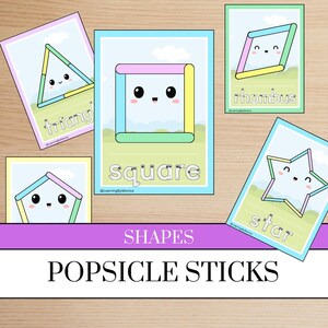 Shapes Popsicle Sticks Activity | Popsicle Stick Activity | Montessori Homeschool Classroom Printable | Fine Motor Skills | Shapes Learning