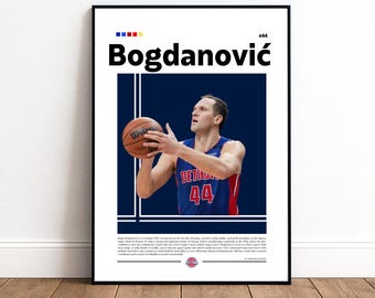 Bojan Bogdanovic Poster | Detroit Pistons | Pistons Poster | NBA Poster | Basketball Poster | Basketball Wall Art | Boys Decor | NBA