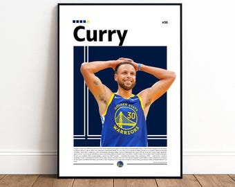 Steph Curry Poster | Golden State Warriors | Warriors Poster | NBA Poster | Basketball Poster | Basketball Wall Art | Boys Decor | NBA
