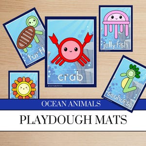 Ocean Animals Playdough Mats | Ocean Playdoh Mat | Animal PlayDough Activity | Montessori Educational Toddler Homeschool Classroom Activity