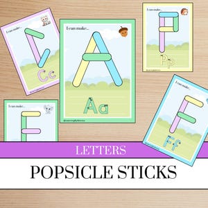Alphabet Popsicle Sticks Activity | ABC Popsicle Stick Activity | Montessori Printable Activity | Fine Motor Skills | Popsicle Sticks | abc