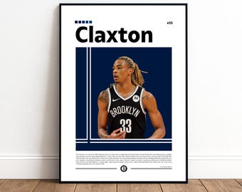 Nic Claxton Poster | Brooklyn Nets | Nets Poster | NBA Poster | Basketball Poster | Basketball Wall Art | Boys Decor | Sports | NBA