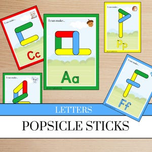 Alphabet Popsicle Sticks Activity | ABC Popsicle Stick Activity | Montessori Printable Activity | Fine Motor Skills | Popsicle Sticks | abc