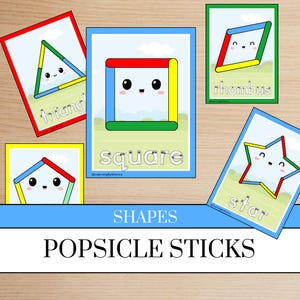 Shapes Popsicle Sticks Activity | Popsicle Stick Activity | Montessori Homeschool Classroom Printable | Fine Motor Skills | Shapes Learning