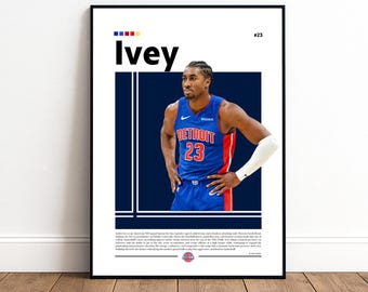 Jaden Ivey Poster | Detroit Pistons | Pistons Poster | NBA Poster | Basketball Poster | Basketball Wall Art | Boys Decor | Sports | NBA