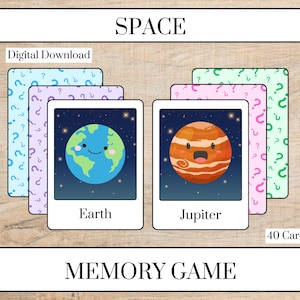 宇宙記憶ゲーム | 宇宙マッチングゲーム | 画像マッチング | 単語マッチング | 記憶カードゲーム | 幼稚園のアクティビティ | 幼児向けゲーム