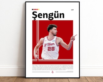 Alperen Sengun Poster | Houston Rockets | Rockets Poster | NBA Poster | Basketball Poster | Basketball Wall Art | Boys Decor | Sports | NBA
