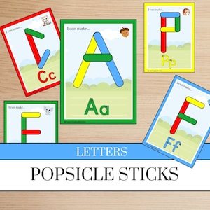 Alphabet Popsicle Sticks Activity | ABC Popsicle Stick Activity | Montessori Printable Activity | Fine Motor Skills | Popsicle Sticks | abc