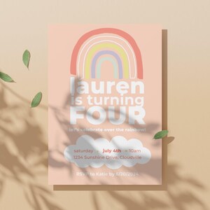 RAINBOW birthday invitation editable template