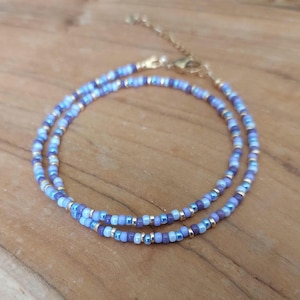 Miyuki kralenketting met diverse paars/lila tinten,glasperlen Miyuki 3 mm,rocailles ketting,seedbeads necklace,dames/vrouwen ketting.