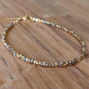 Tiny beads necklace/boho style,Stainless Steel,boho necklace,beaded,bohemian,beads,beach necklace, brown necklace, brown choker necklace