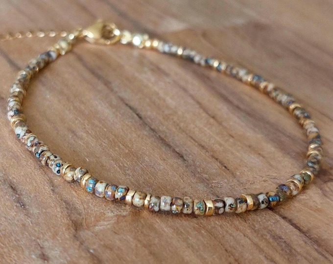 Tiny beads necklace/boho style,Stainless Steel,boho necklace,beaded,bohemian,beads,beach necklace, brown necklace, brown choker necklace