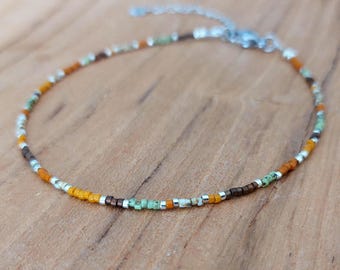 Tobillera/pulsera Miyuki Delica, pulsera/tobillera para mujer, tobillera fina y pequeña, cadena para el pie, cuentas de vidrio Miyuki, joyería de microcuentas, estilo boho.