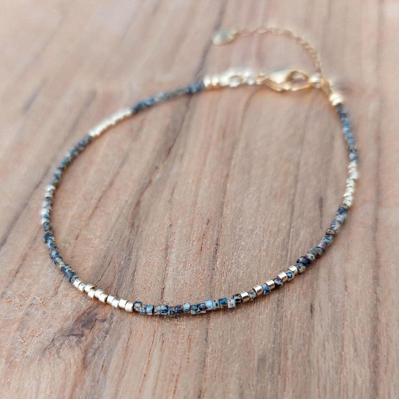 Small bead necklace, delicate bead necklace, layered jewelry, Miyuki Delica Picasso beads necklace, skinny necklace, layering necklace, gift image 8