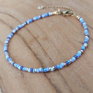 Enkelbandje met diverse paars/lila tinten,glasperlen Miyuki 3 mm,rocailles voetbandje,seedbeads anklet,voetketting vrouwen/dames.