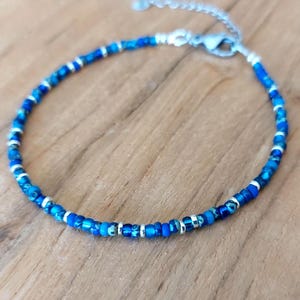 Anklet with various shades of blue, blue anklet, silver or gold, Stainless Steel, cobalt blue anklet, 3mm glass seed beads, women/ladies/girls.