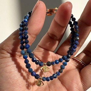 Faceted Lapis Lazuli Bracelet| Lapis Lazuli Bracelet | Beaded Lapis Bracelet | Lapis Spiritual Bracelet