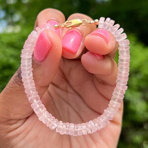 Rose Quartz Beaded Bracelet - Handmade Gemstone Jewelry - Crystal Bracelet for Women - Heart Chakra Gift