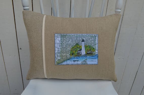 Connecticut Lighthouse Postcard Pillow (available in 3 styles and 2 prices)