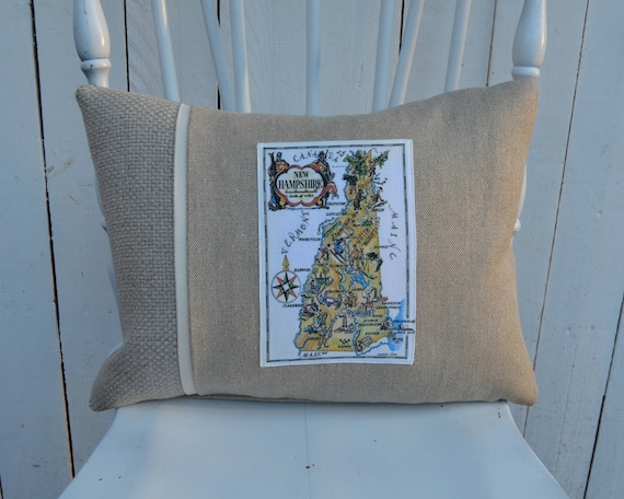 Vintage New Hampshire Map Pillow