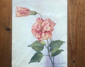 Original Watercolor by Early California Artist Alice M Chew aka Alice M Hatch Floral Circa 1920s