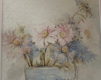 Vintage Original Watercolor Still Life Floral by Listed Artist Alice Mary Hatch aka Alice Chew