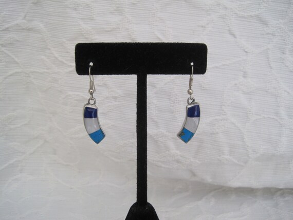 Native American Dangle Earrings Lapis Mother of P… - image 3
