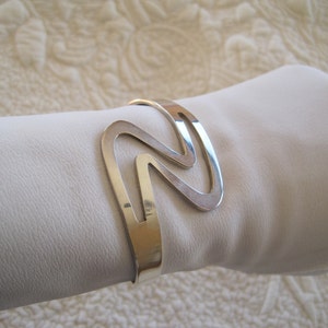 Modernist Sterling Silver Cuff Bracelet Mexico 925 Mexican Silver