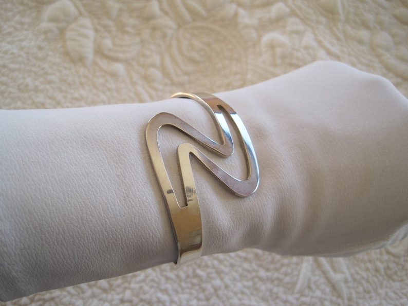 Modernist Sterling Silver Cuff Bracelet Mexico 925 Mexican Silver Etsy