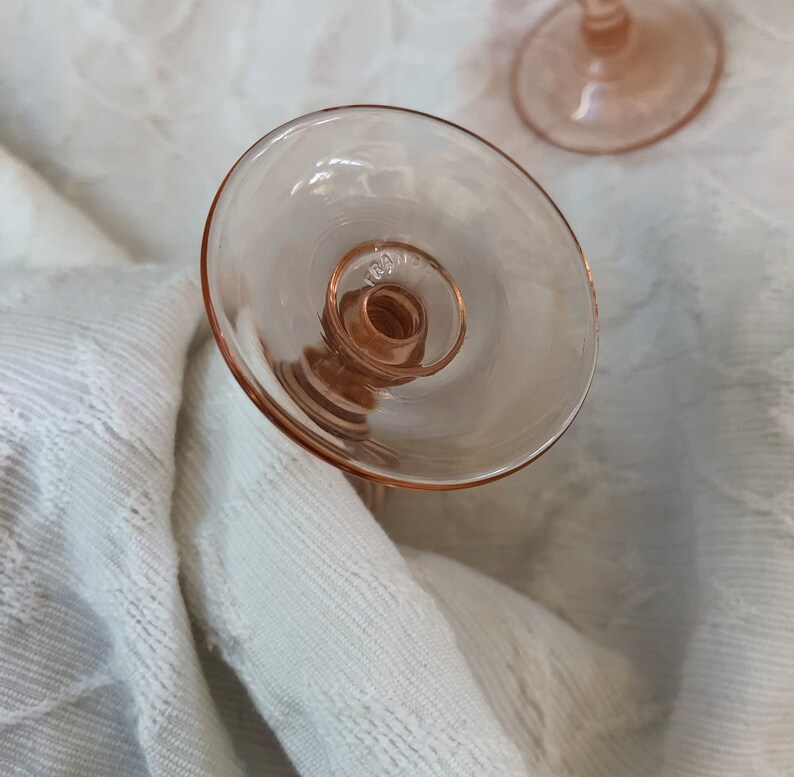 French Cordial Shot Glasses Pink Swirl Set of Six image 4