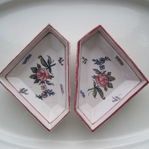 Antique Pair French Trays Dishes From Malicorne Region Signed Emile Tessler TE France Fience French Art Pottery image 1