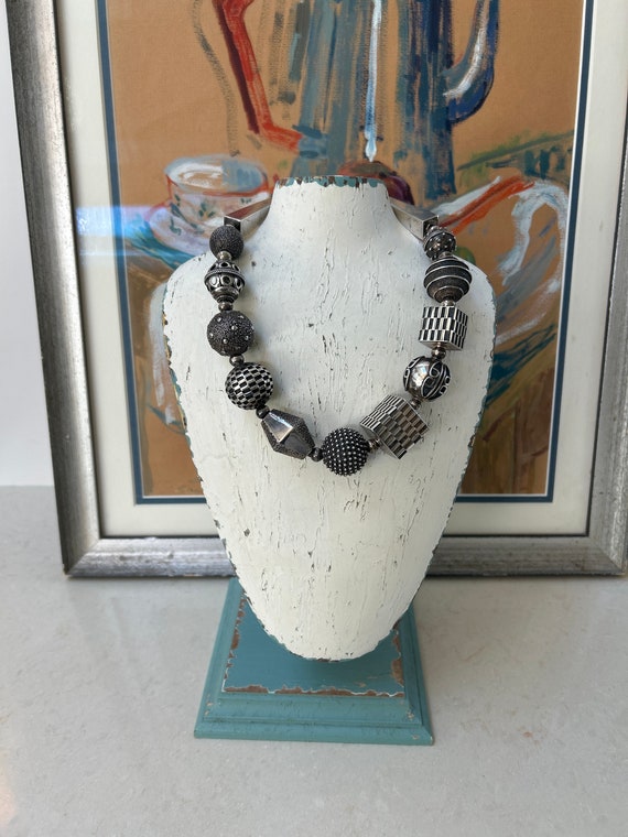 Retro Peter James Sterling Silver Chunky Necklace 