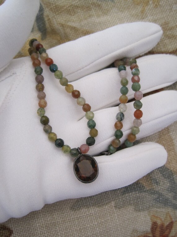 Smokey Quartz Necklace Faceted Semi-Precious Gemt… - image 4