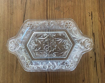 Vintage Clear Pressed Glass Dish Little Tray