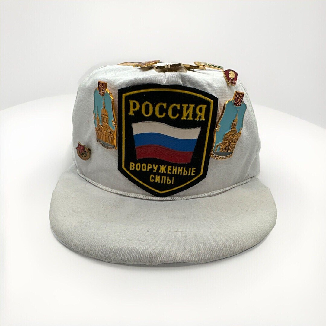 Stalin Rabbit Hat Vintage White USSR Russian Military Army Hat With 12 Pins Stalin ...