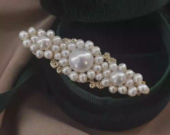 Handgefertigte Perle Haarspange - Hochzeit Braut Haar Accessoire - Gold Barrette Schmuck geschenk für sie