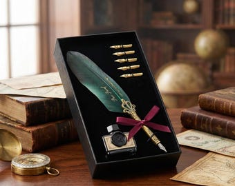 Vintage Feather Quill Pen Set – Calligraphy Writing, Luxury Gift Box