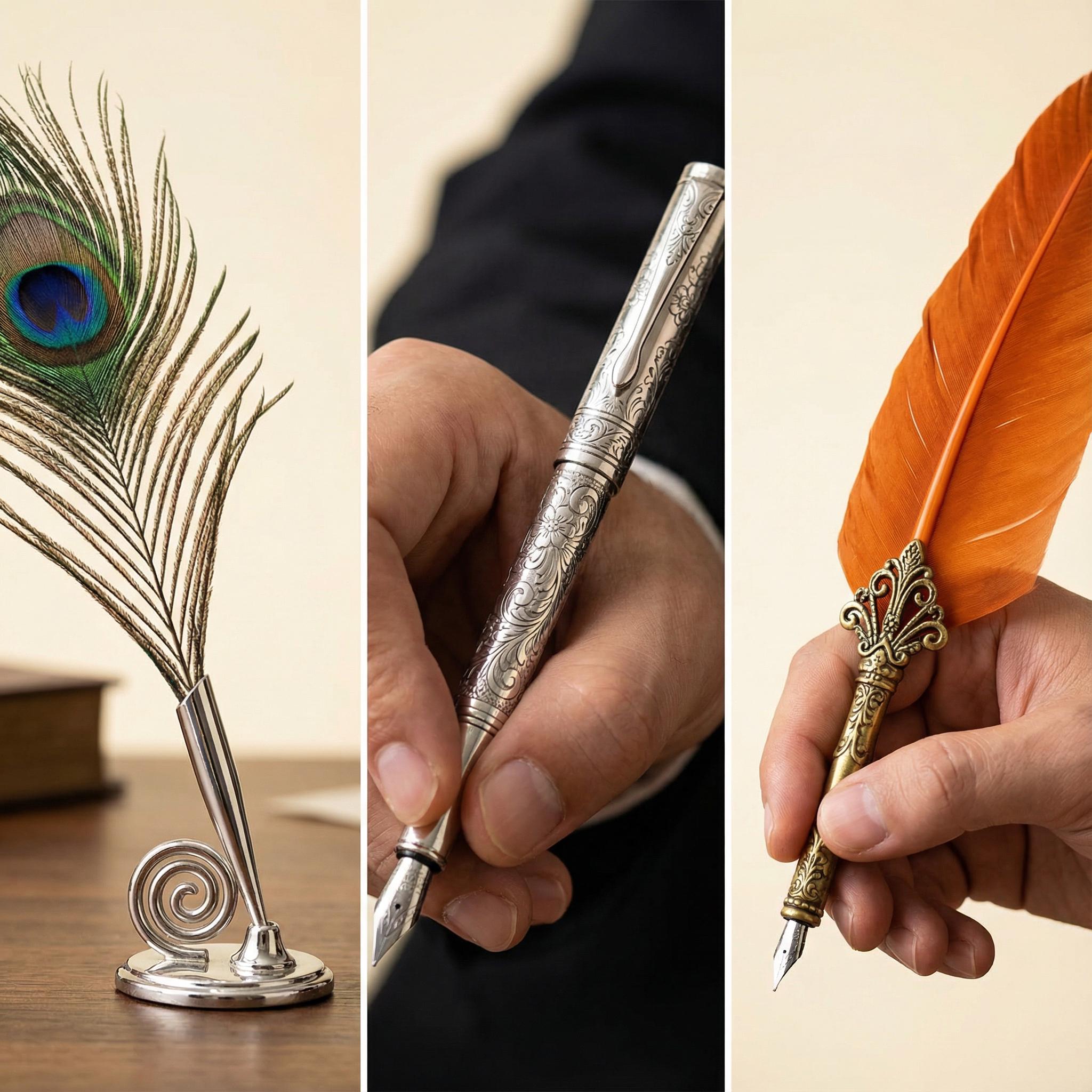 Vintage Feather Quill Pen Set – Calligraphy Writing, Luxury Gift Box - Etsy